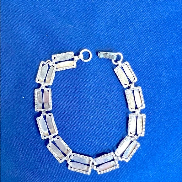 BEAU STERLING .925 Rectangular Link Bracelet Vintage Fold Over Clasp - Picture 10 of 13